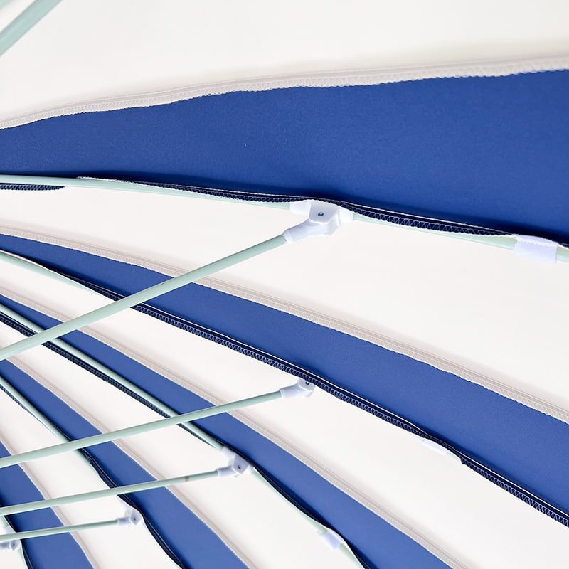 Parapluie Pagode Patchwork Bleu Et Blanc 2,5 M