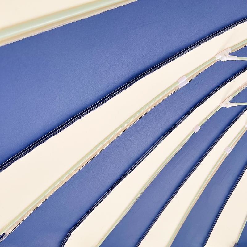 Parapluie Pagode Patchwork Bleu Et Blanc 2,5 M