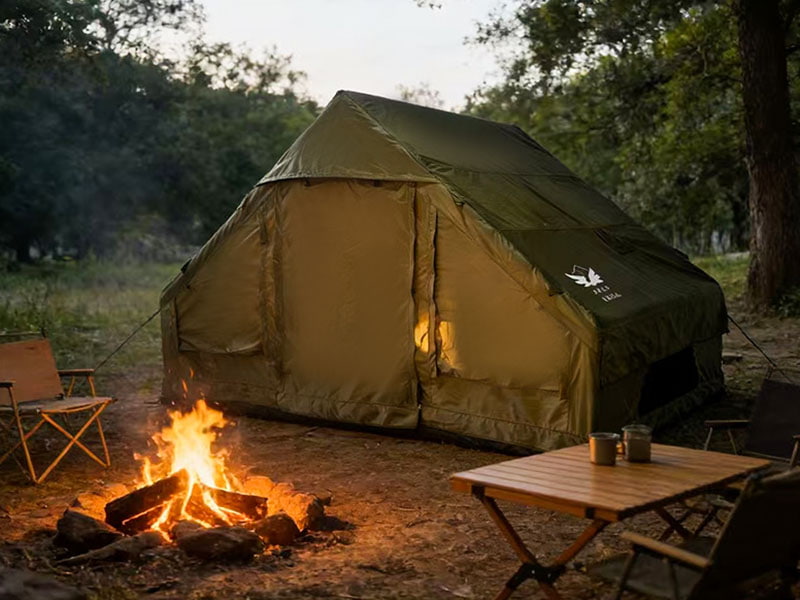Tente de camping gonflable verte militaire de petite taille