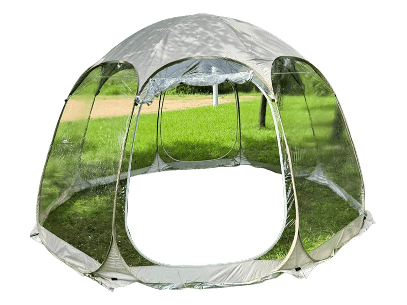 Tente transparente de camping en plein air
